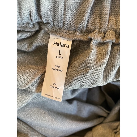 Halara Size L Petite LP Flex High Waist Pocket Wide Leg Waffle Work Pants Gray - Picture 7 of 7